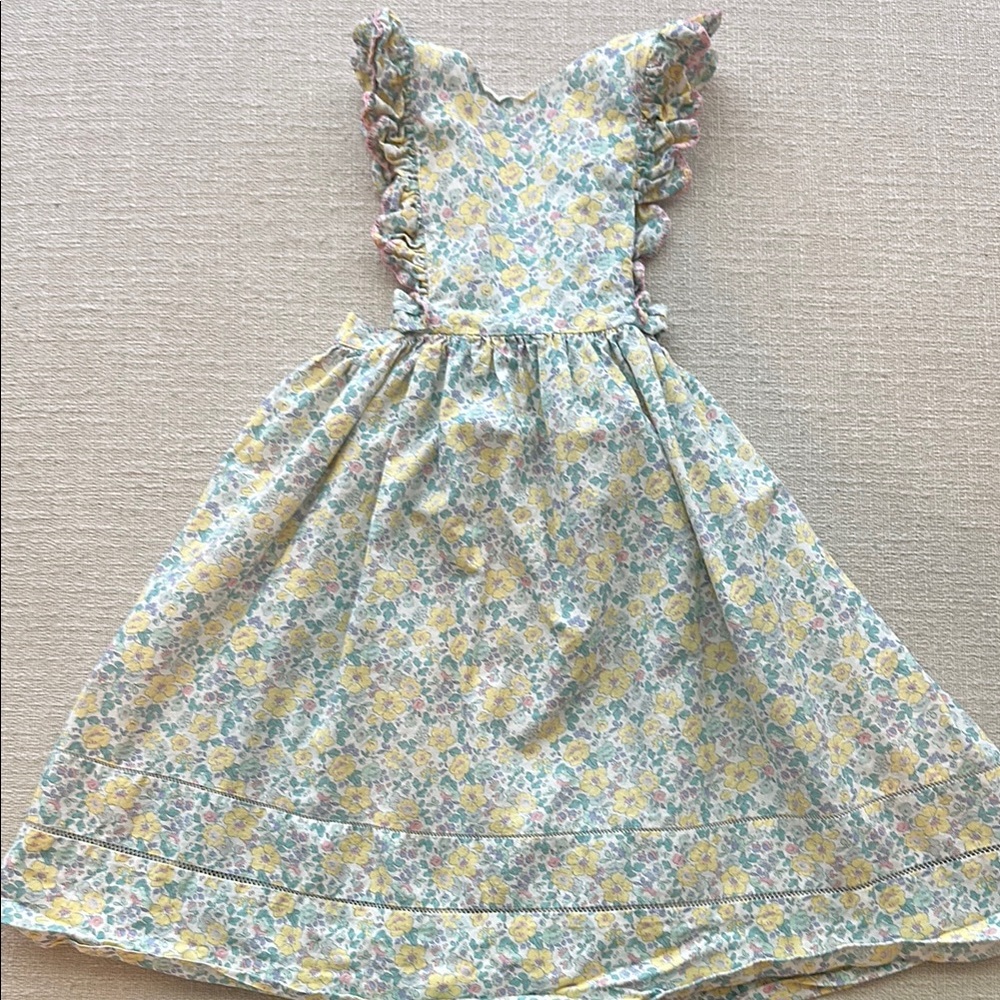 Charming Blue and Yellow Tiered Sundress with Cap Sleeves